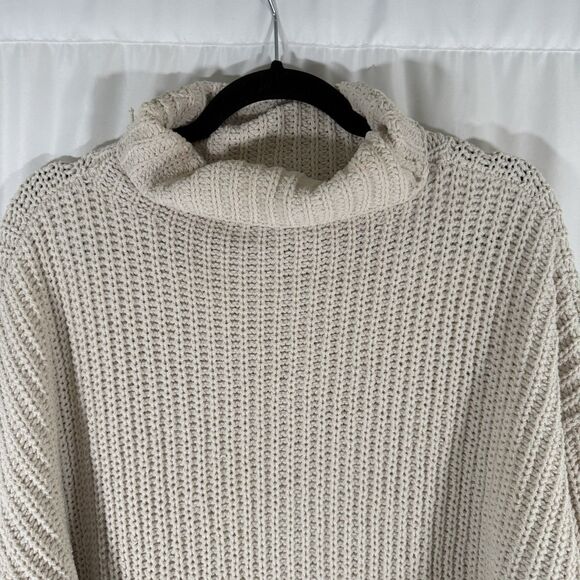 Aerie Sweater Women's Large White Knit Long Sleeve Turtle Neck Pullover - Picture 2 of 13